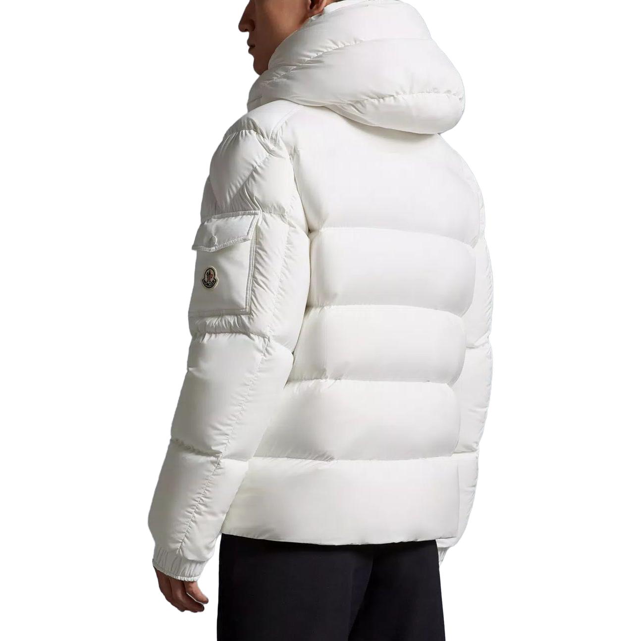 Moncler Vezere Short Down Jacket with Logo Print, Unisex Hooded Puffer - Off-White I20911A0004453333032 圖 5