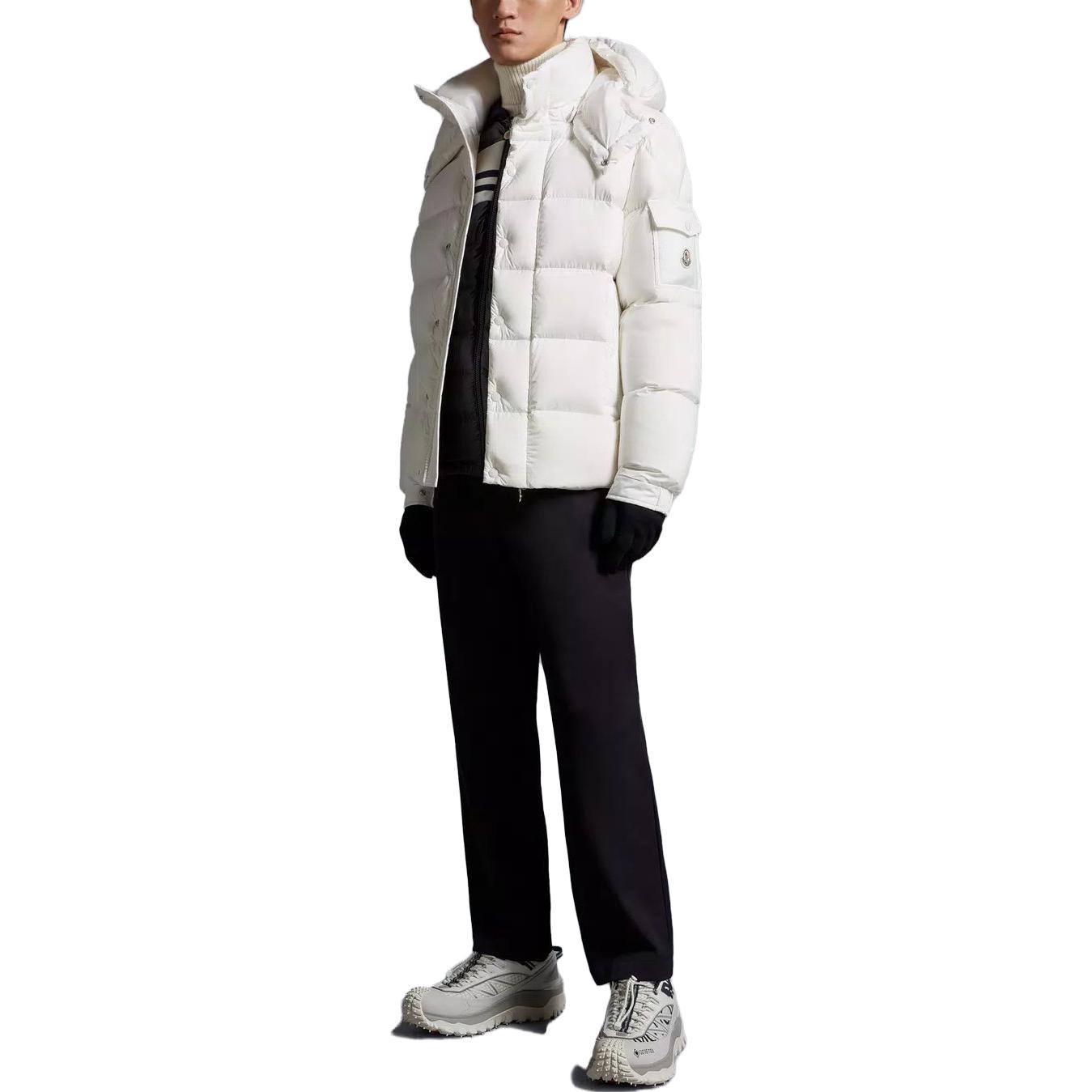 Moncler Vezere Short Down Jacket with Logo Print, Unisex Hooded Puffer - Off-White I20911A0004453333032 圖 6