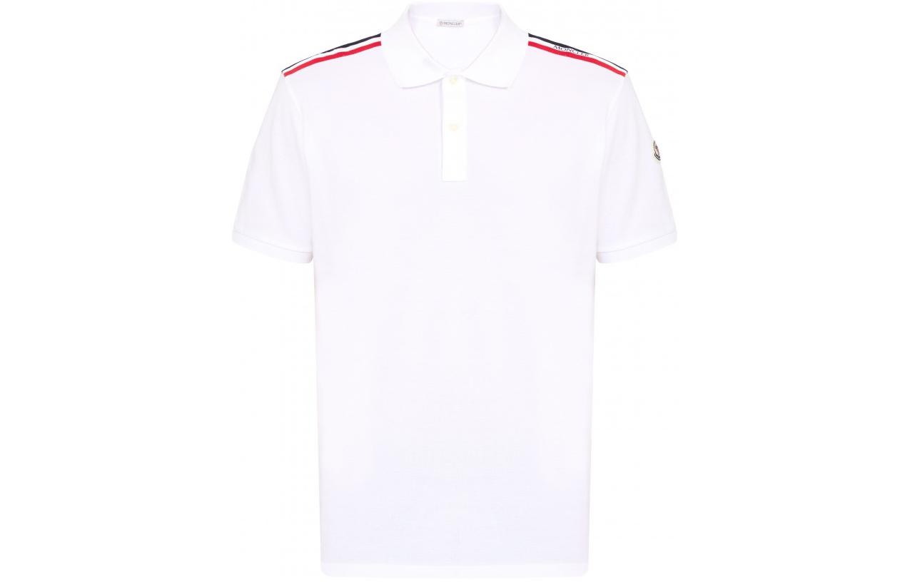 Moncler White  Short Sleeve Polo Shirt with Side Logo and Stripe Detail. J10918A0002089A16002 圖 2