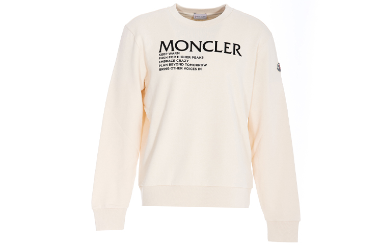 Moncler White Crewneck Sweatshirt with Logo Letter Print 8G00048899FL002