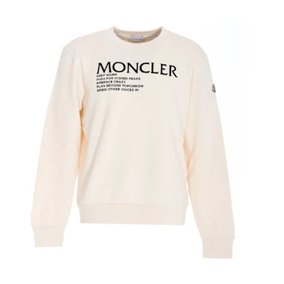 Moncler White Crewneck Sweatshirt with Logo Letter Print 8G00048899FL002