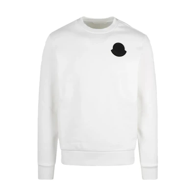 Moncler White Crewneck Sweatshirt with Two-Tone Logo Print Long Sleeve 8G00067809KX034