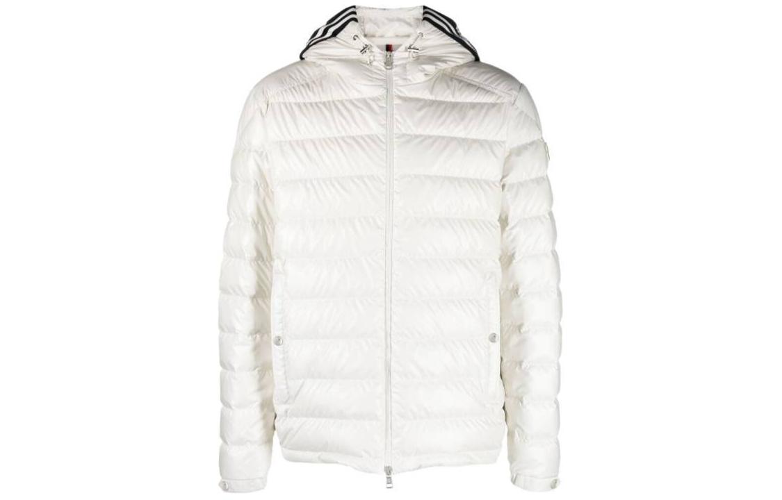 Moncler White Hooded Down Jacket - Solid Color, Relaxed Fit, Zip Closure 595ZJ1A00003034