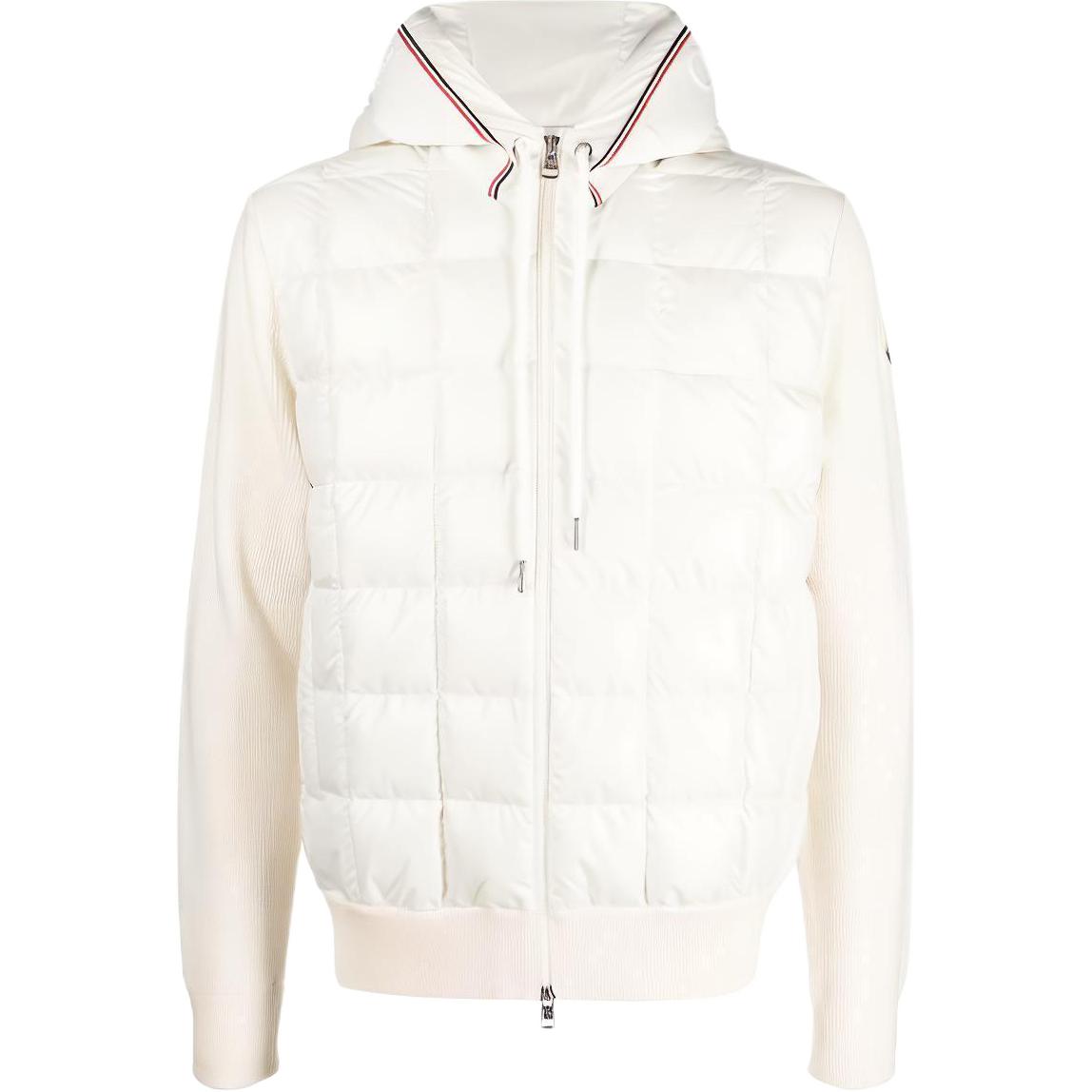 Moncler White Hooded Zip-Up Puffer Jacket with Drawstrings 9B00010M1131034