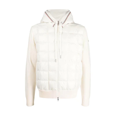 Moncler White Hooded Zip-Up Puffer Jacket with Drawstrings 9B00010M1131034