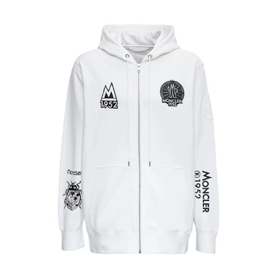 Moncler White Logo Print Hoodie Long-Sleeve Jacket. 8G00003809KX001