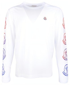 Moncler White Long-Sleeve T-Shirt with Logo Print. 8D00011829H8001 Buy Moncler White Long-Sleeve T-Shirt with Logo Print. 8D00011829H8001
