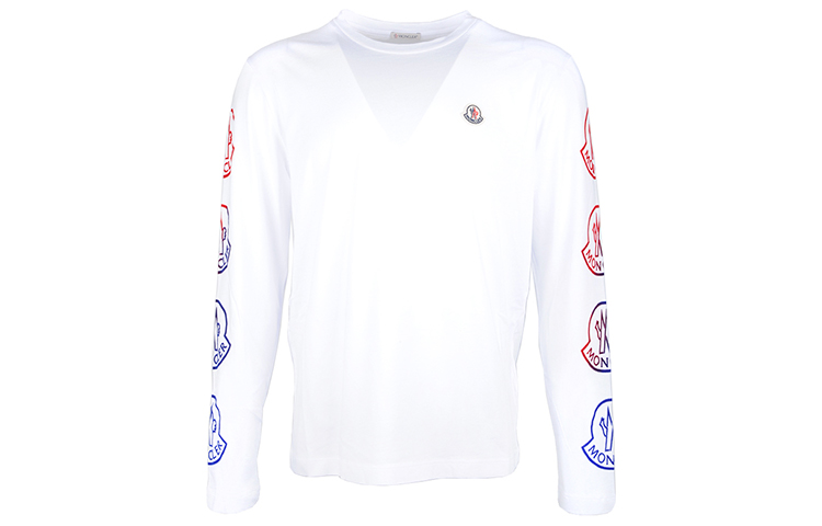 Order Moncler White Long-Sleeve T-Shirt with Logo Print. 8D00011829H8001