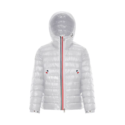 Moncler White Loose Fit Hooded Zip-Up Down Jacket 0911B5970068950032