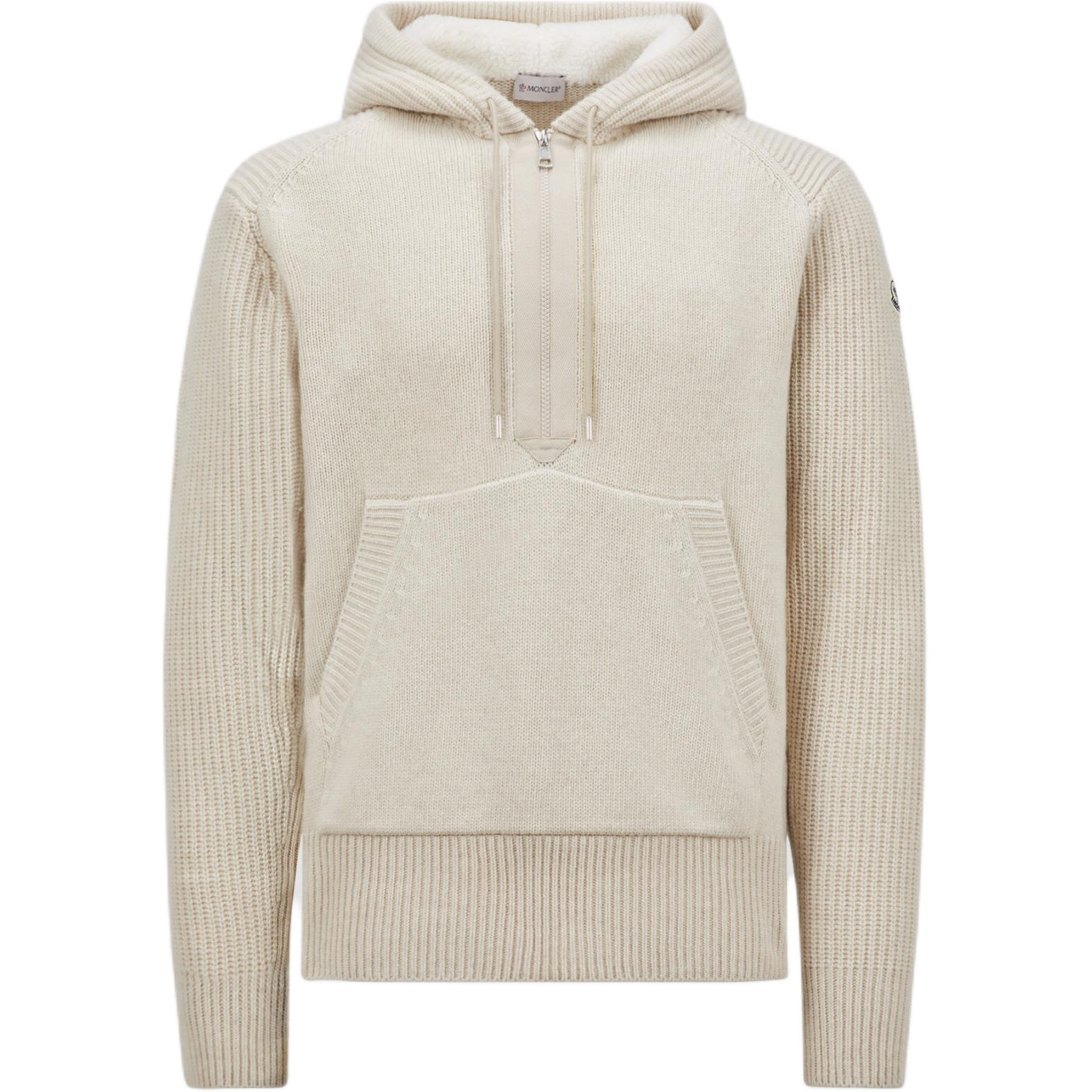 Moncler White Ribbed Raglan Hoodie Long-Sleeve Pullover J20919G00003M4281215