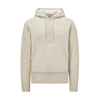 Moncler White Ribbed Raglan Hoodie Long-Sleeve Pullover J20919G00003M4281215