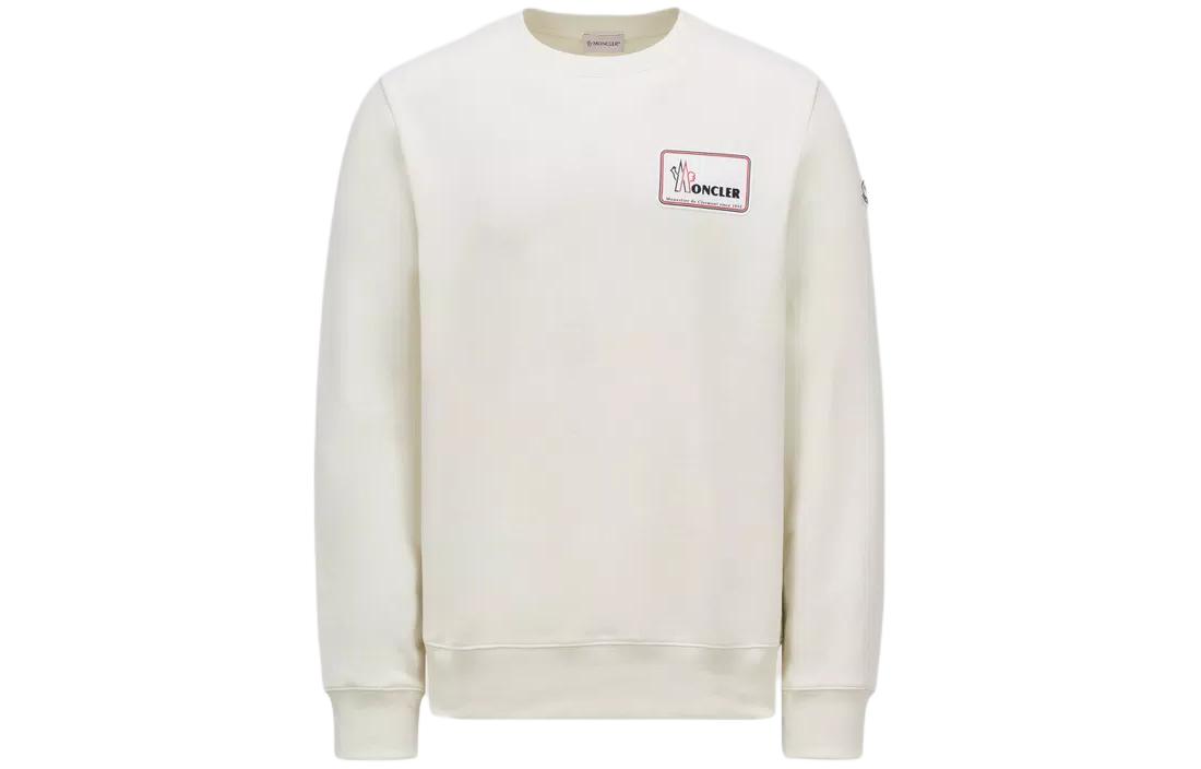 Moncler White Round Neck Pullover Sweatshirt Long Sleeve Relaxed Fit J10918G00009899WC051