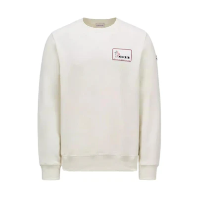 Moncler White Round Neck Pullover Sweatshirt Long Sleeve Relaxed Fit J10918G00009899WC051