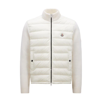 Moncler White Slim Fit Down Jacket with Badge & Zip Pocket Design J10919B00020M1115034