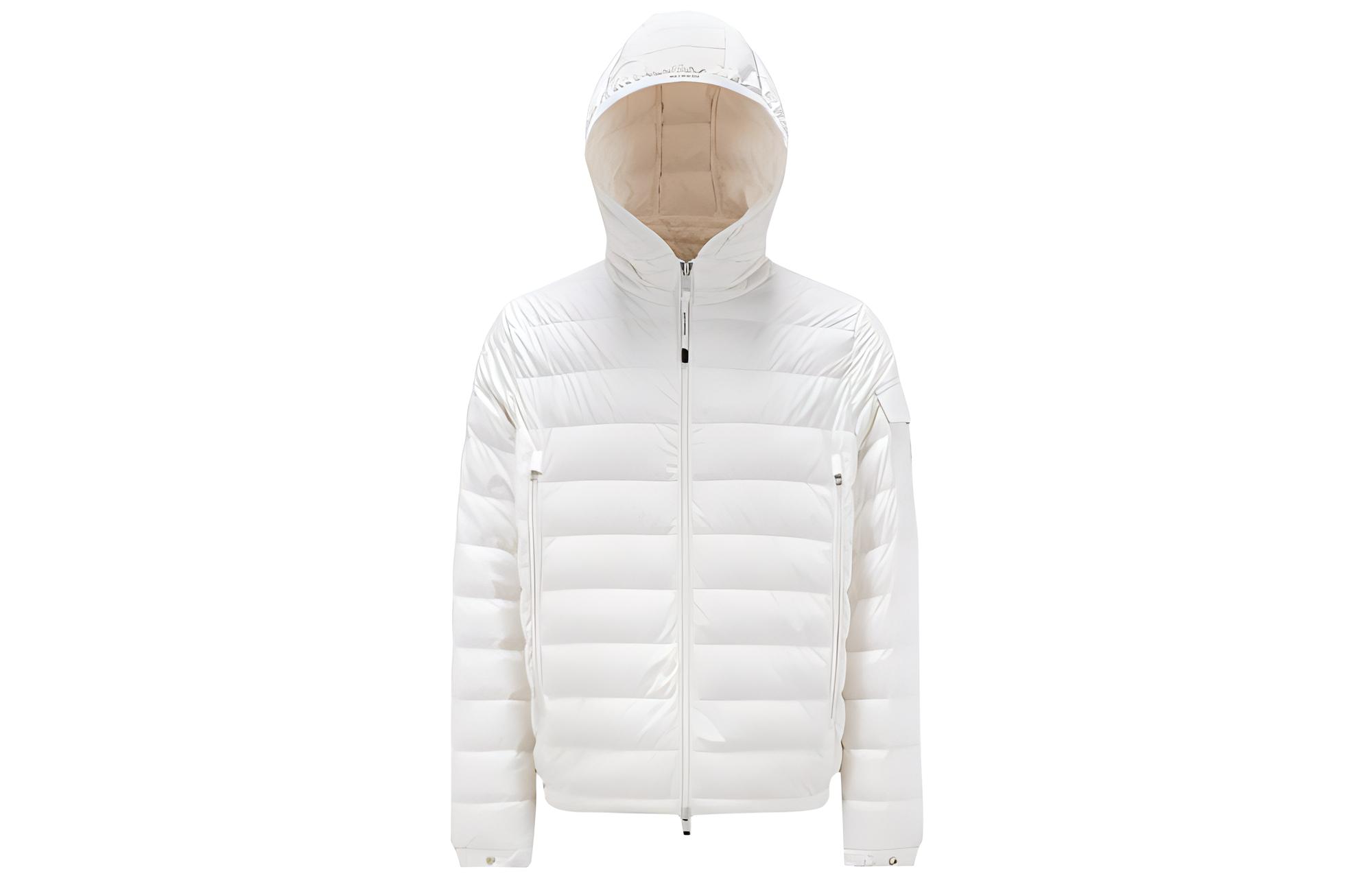 Moncler White Solid Color Hooded Casual Jacket I20911A00132549SK031