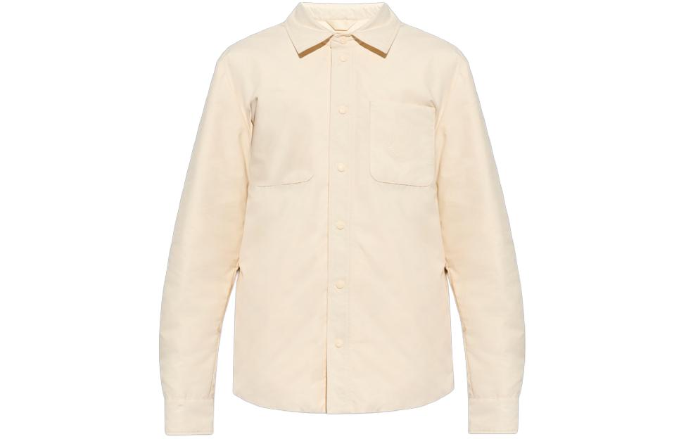 Moncler White Solid Color Long-Sleeve Jacket with Turn-Down Collar J10911G00009597CT038