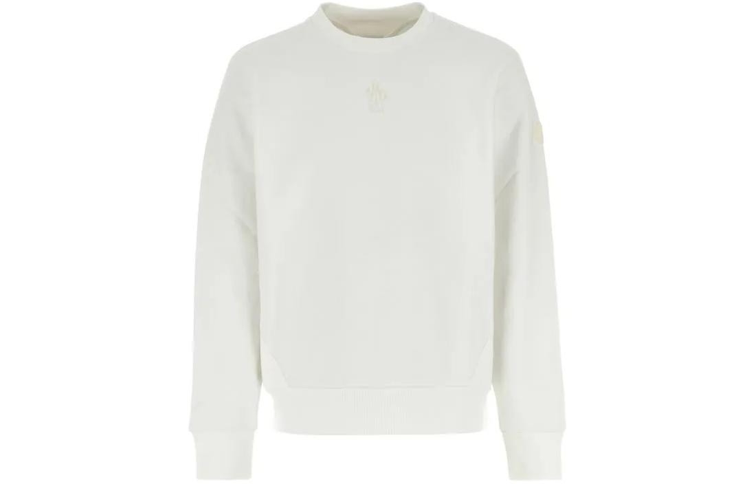 Moncler White Solid Color Oversized Crewneck Sweatshirt 8G00053-89A9D-001