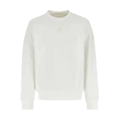 Moncler White Solid Color Oversized Crewneck Sweatshirt 8G00053-89A9D-001
