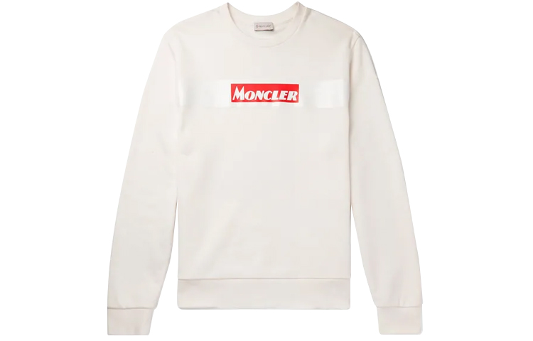 Moncler White Sweatshirt with Front Logo Print E209180481508098U004