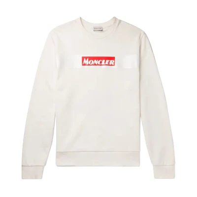 Moncler White Sweatshirt with Front Logo Print E209180481508098U004