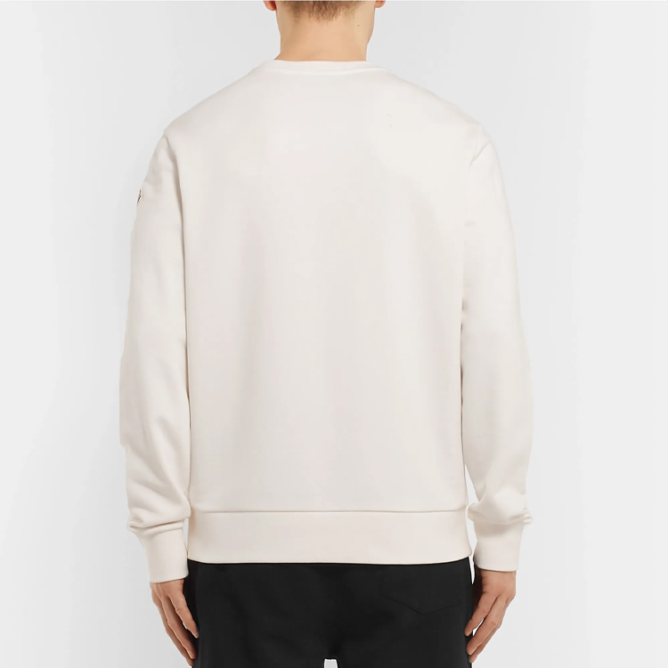 Shop Sudadera Blanca Moncler con Estampado de Logo Frontal E209180481508098U004