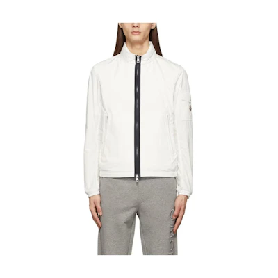 Moncler White Zipped Jacket with Side Logo Patch and Long Sleeves H10911A0016354A91034