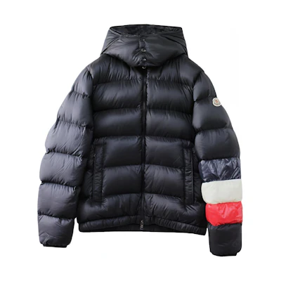 Moncler WILLM Black Tricolor Logo Hooded Down Jacket. E20914135585C0104999