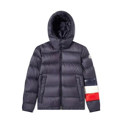 Moncler WILLM Winter Blue Hooded Down Jacket with Logo Design. E20914135585C0104