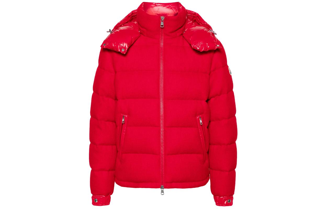Moncler Winnipeg Red Hooded Puffer Jacket Unisex with Logo and Zip Pockets I20911A002035977P453