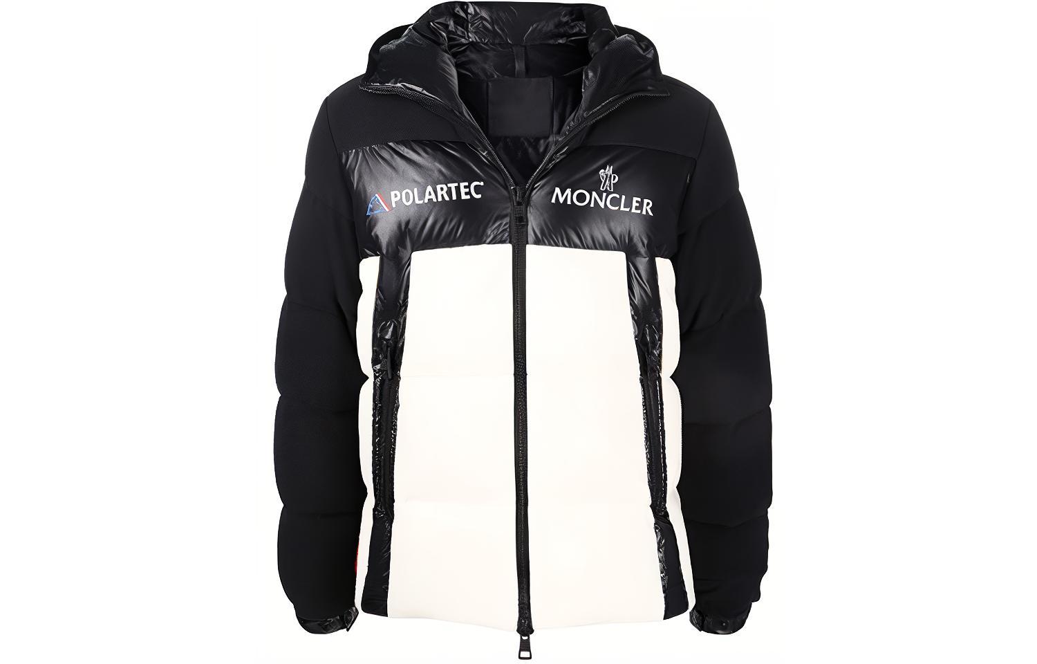 Moncler Winter Logo Printed Hooded Down Jacket for Men - Black/White Color. 1A00084899HL 999