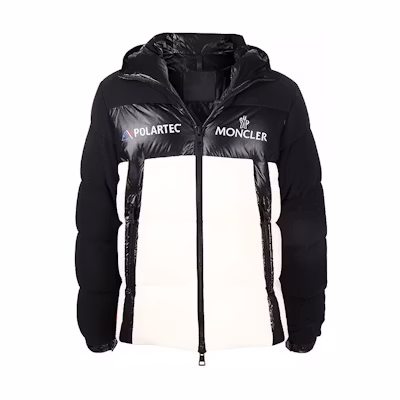 Moncler Winter Logo Printed Hooded Down Jacket for Men - Black/White Color. 1A00084899HL 999