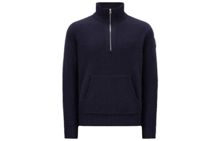 Moncler Wool Polo Neck Jumper Navy Blue Long Sleeve Pullover Sweater I20919F00002M1241750