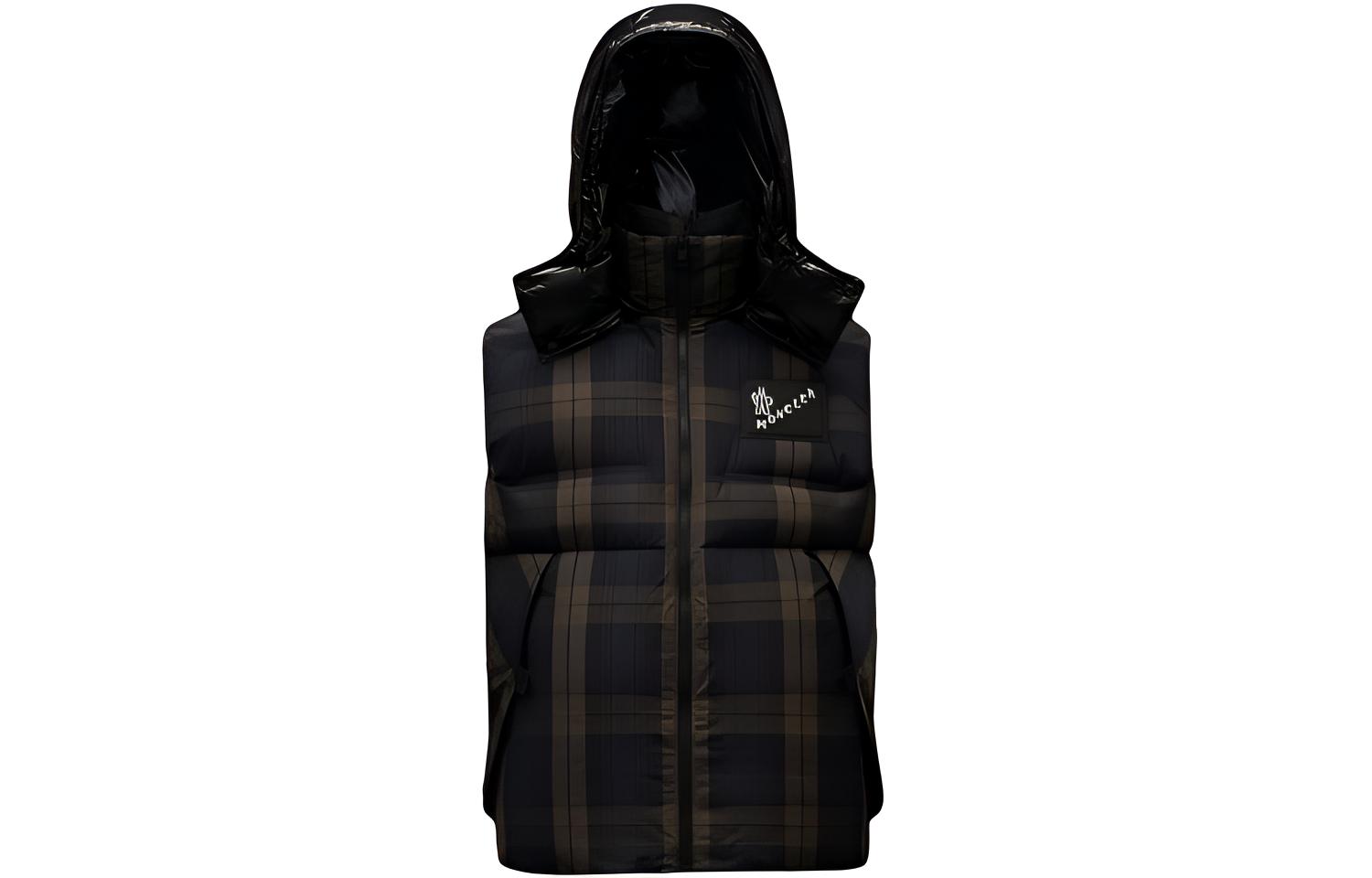 Moncler Worren Navy Blue Detachable Nylon Checkered Classic Vest. G209U1A00015595E3770