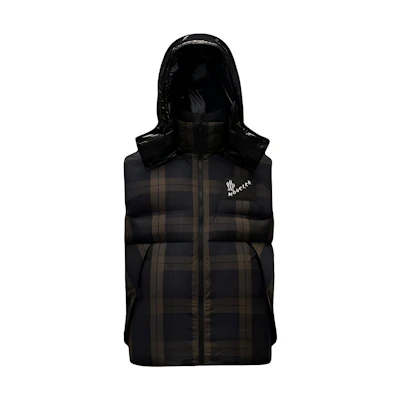 Moncler Worren Navy Blue Detachable Nylon Checkered Classic Vest. G209U1A00015595E3770