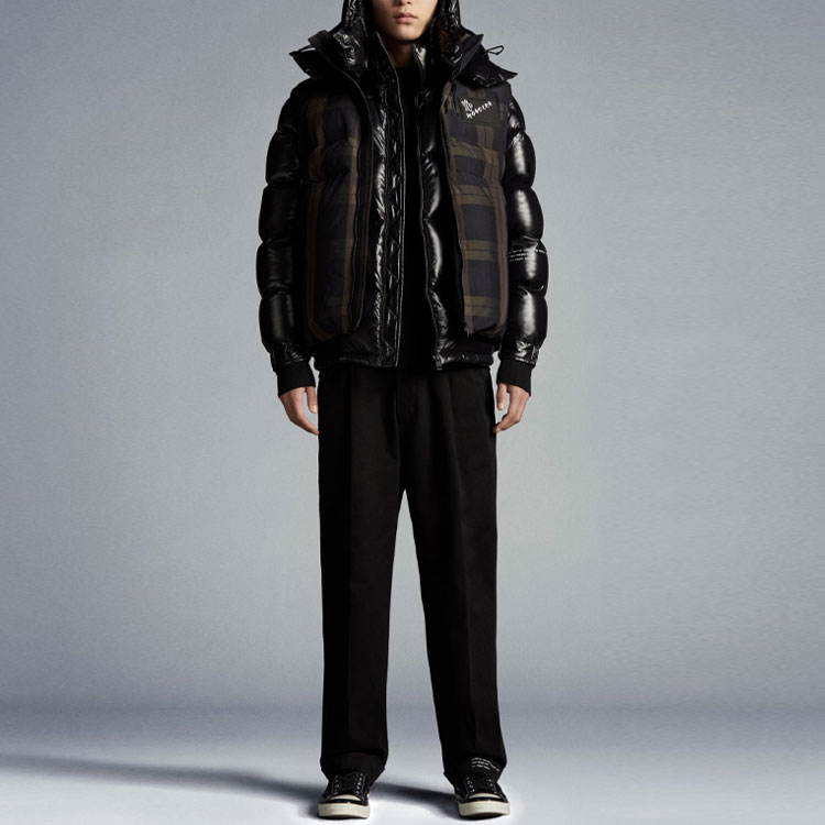 Lookbook Moncler Worren Rompi Klasik Biru Navy Nylon Kotak-Kotak Lepas Pasang. G209U1A00015595E3770