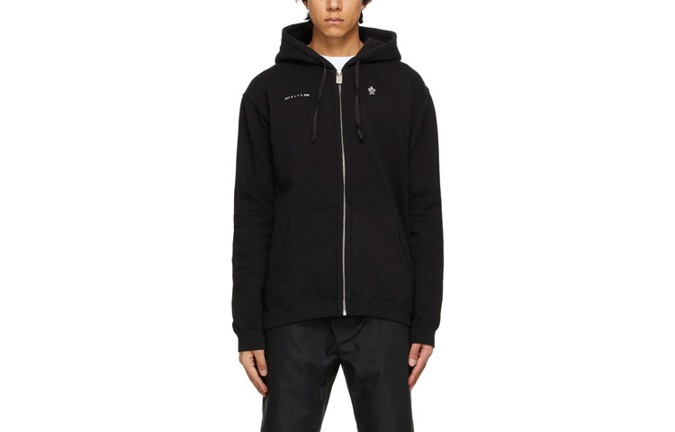 Moncler 1017 ALYX 9SM FW21 Logo Zip Hoodie Jacket Black. 202171M202035