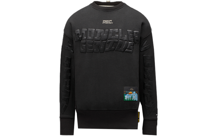 Moncler Advisory Board Logo Print Unisex Black Crewneck Sweatshirt G209X0G00052M1955999