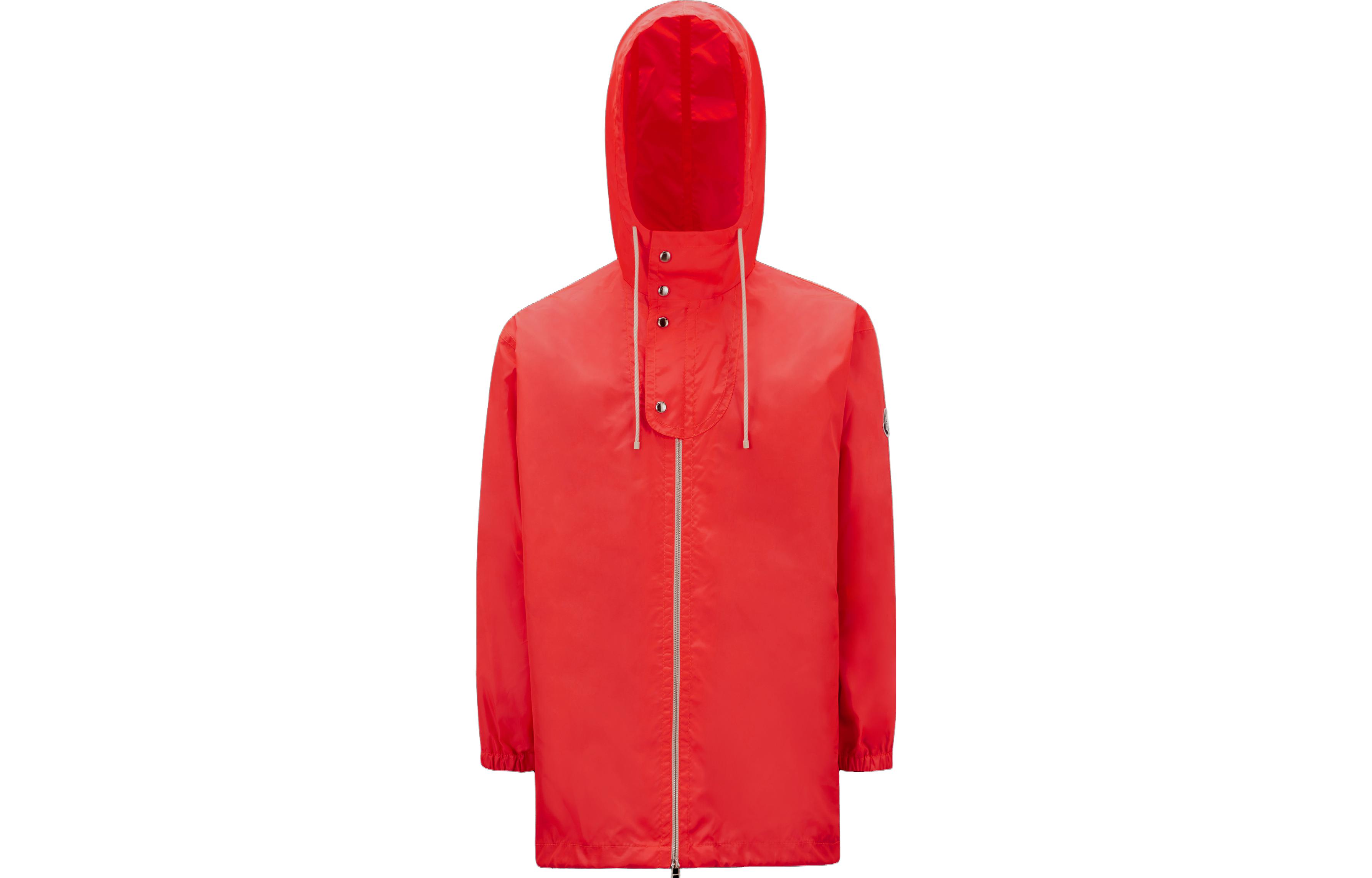 Moncler Alicia Keys SS23 Coral Red Unisex Hooded Jacket with Embroidered Patch I109F1C00002M2952N55