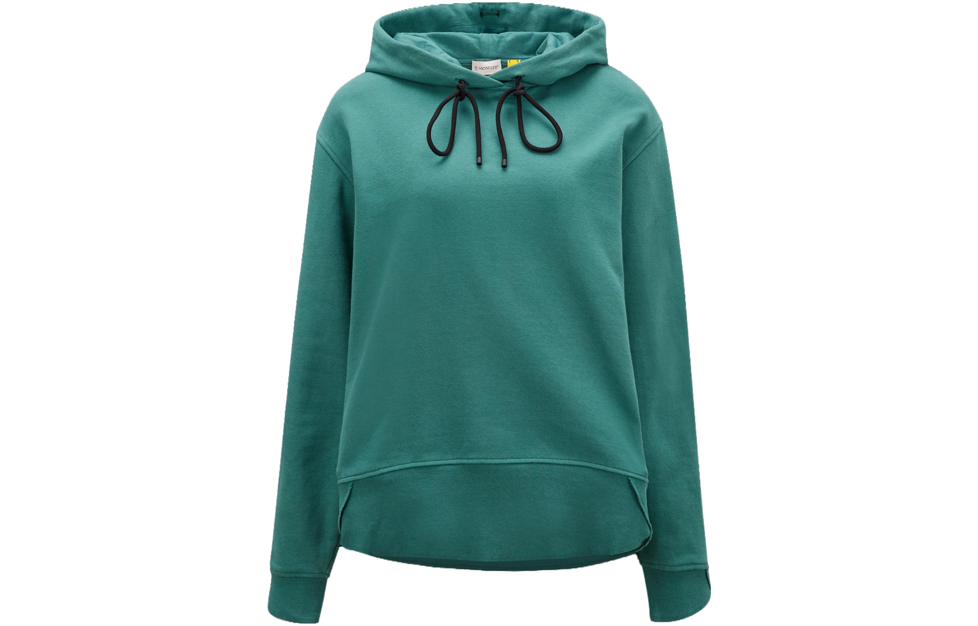 Moncler Alicia Keys SS23 Jungle Green Logo Patch Cotton Hoodie Unisex I109F8G00001M297784H