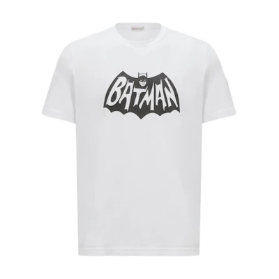 Moncler Batman Logo Textured Crewneck T-Shirt White Collaboration. J20918C0004189AHD002