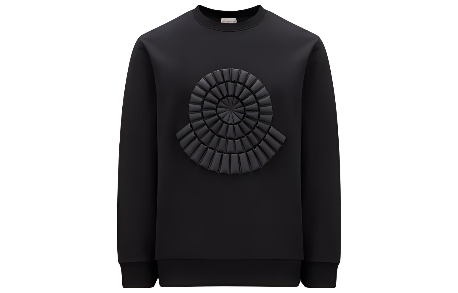 Moncler Christopher Raxxy FW23 Unisex Black Quilted Logo Crewneck Sweatshirt I20968G00004M3522999