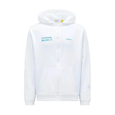 Moncler Fragment Design FRGMT SS23 White Zip Hoodie with Circular Logo Print Unisex I209U8G00001M2372001