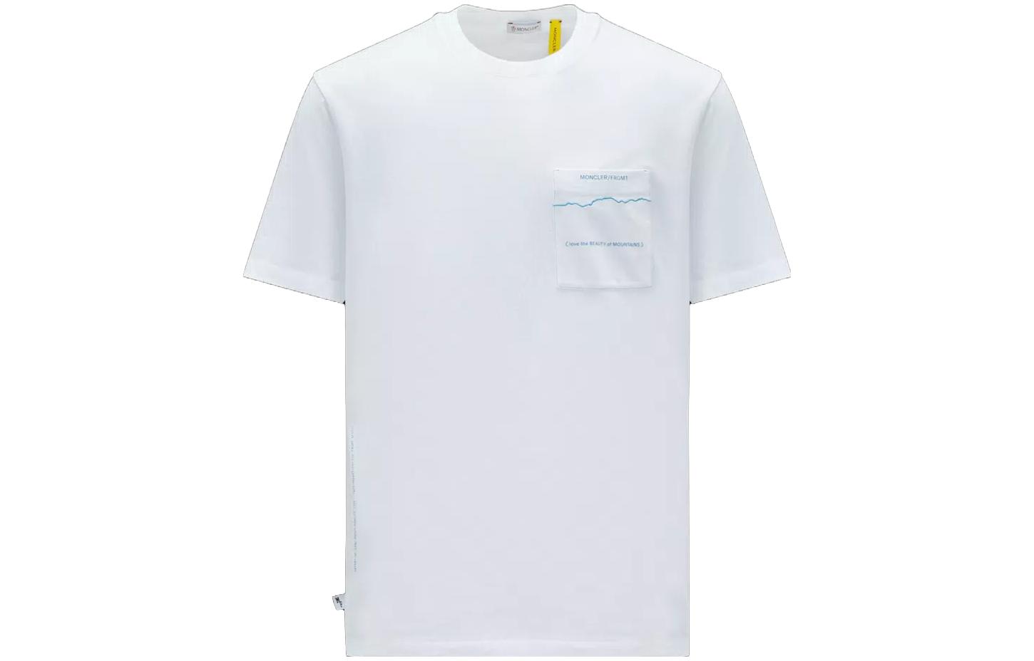 Order Moncler x Fragment 設計聯名彎字口袋印花白色T恤 I209U8C00005M3265001