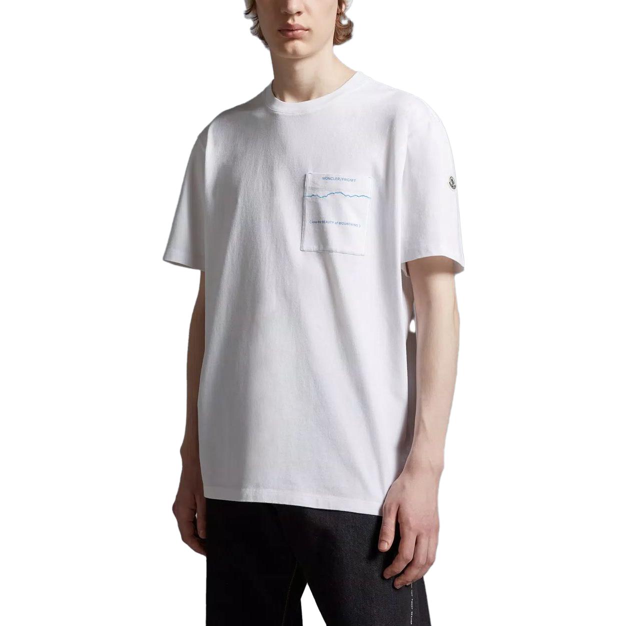 Details for Moncler x Fragment 設計聯名彎字口袋印花白色T恤 I209U8C00005M3265001