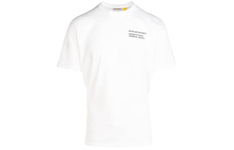 Moncler x Fragment Design White Letter Print Crewneck T-Shirt F209U8C708108392B001