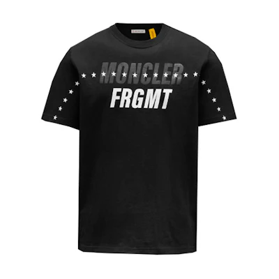Moncler Fragment FW21 Star Letter Print Black Crewneck Tee . G209U8C000038392B999