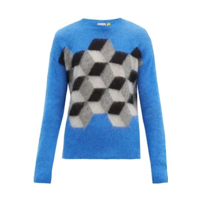 Moncler Fragment Hiroshi Fujiwara Diamond Pattern Sweater Blue Mens. F209U9C70200A9486707