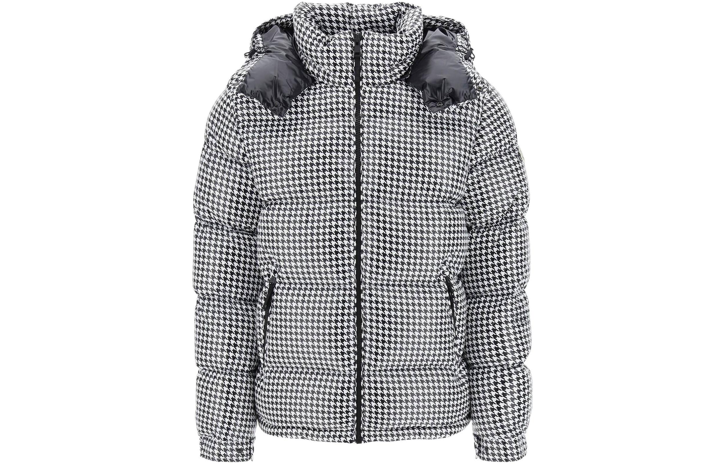 Moncler FRGMT Hiroshi Fujiwara Socotrine Plaid Hooded Puffer Jacket Black/White 1A00002-M3077-F90