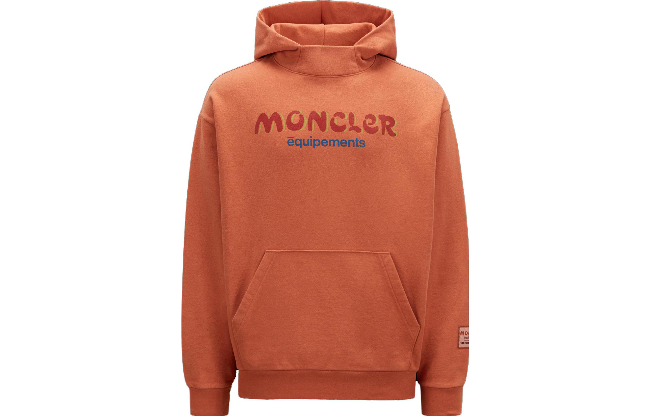 Moncler x FW23 Unisex Solid Color Logo Print Pocket Sweatshirt Orange. I209D8G00002M3237270