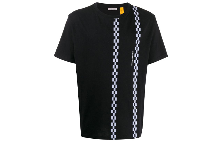 Moncler x Hiroshi Fujiwara Crewneck Pullover Black Checkered Short Sleeve Tee Men. 80025508392B999
